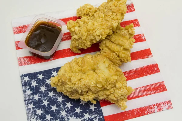 Nuggets Frango Com Molho Bandeira Americana — Fotografia de Stock