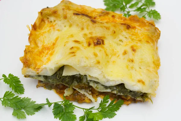 Delicious Baked Lasagna Cheese Parsley — Stock Photo, Image