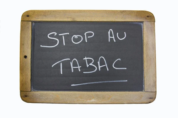 Quadro Negro Com Texto Stop Tobacco Francês — Fotografia de Stock
