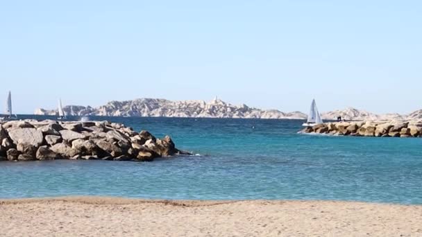 从马赛的普拉多海滩看到的 — 图库视频影像
