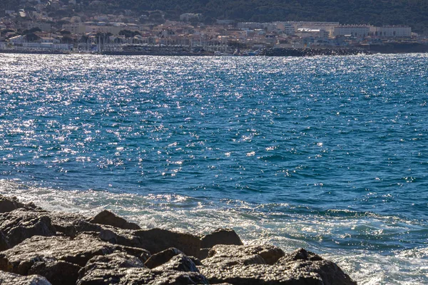地中海の岩場海岸 プラドビーチ マルセイユ フランス — ストック写真