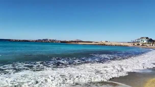 Mar Mediterrâneo Praia Prado Marselha França — Vídeo de Stock