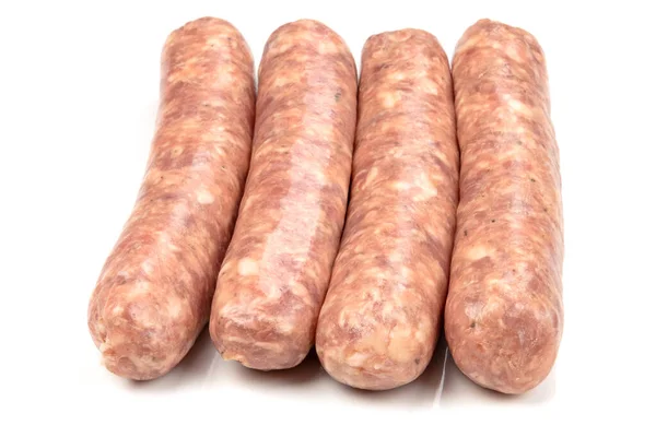 Raw Sausages Isolated White Background — Stock Photo, Image