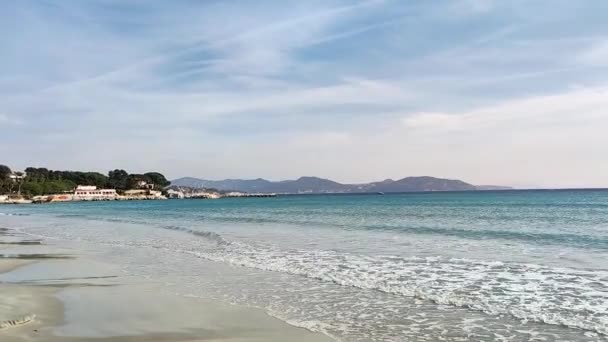 Sandy Beach Mediterranean Sea Prado Beach Marseille France — Stock Video