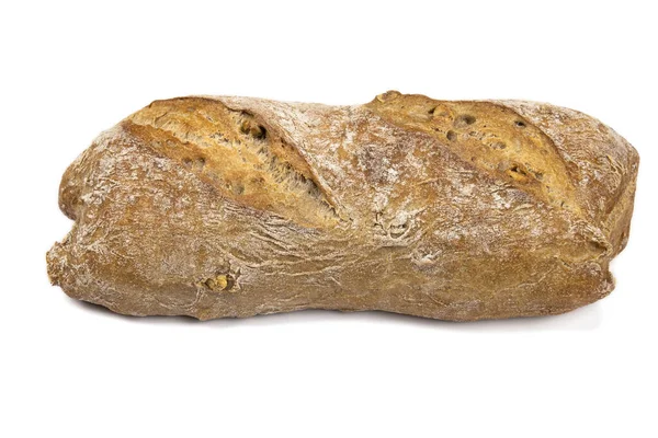 Hele Noten Brood Geïsoleerd Een Witte Achtergrond — Stockfoto