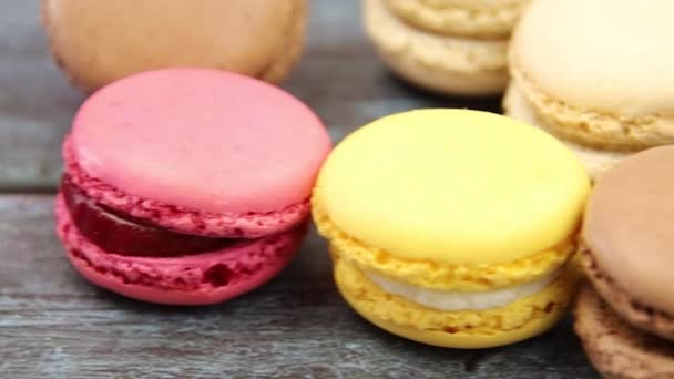 Several Macarons Gray Background — Stock Video