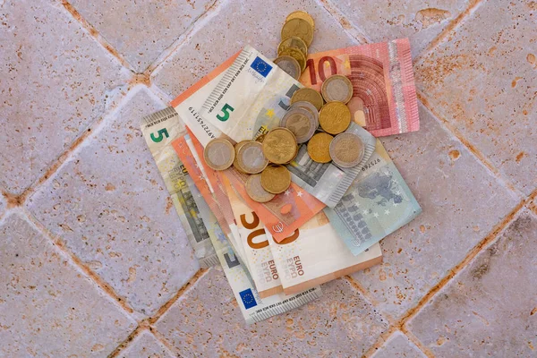 Notas Moedas Euro — Fotografia de Stock