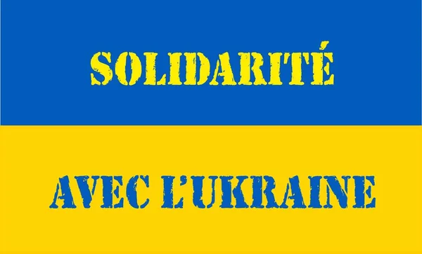 Inschrift Solidarität Mit Der Ukraine Auf Französisch Auf Der Ukrainischen — Stockvektor