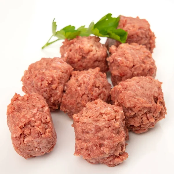 Raw Beef Meatballs Isolated White Background — Stock Photo, Image