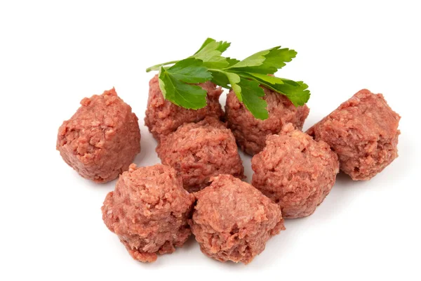 Rauw Rundvlees Gehaktballen Geïsoleerd Een Witte Achtergrond — Stockfoto