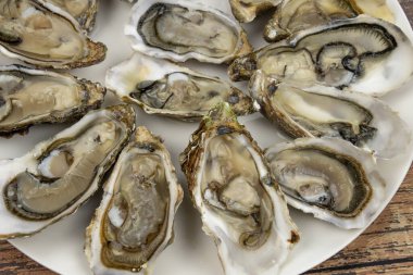 Ahşap bir masada üstü kapalı bir istiridye tabağı.