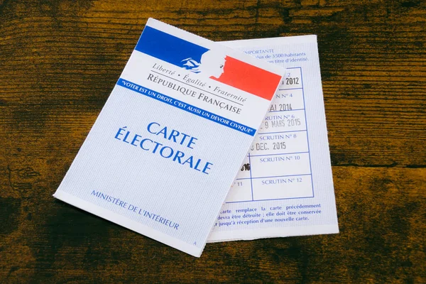 Választópolgár Kártya Írásban Francia Választási Kártya Francia Köztársaság — Stock Fotó