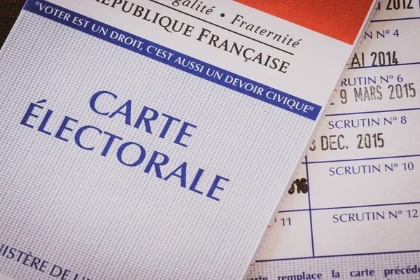 Választópolgár Kártya Írásban Francia Választási Kártya Francia Köztársaság — Stock Fotó