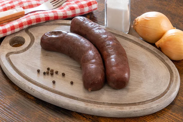 Widok Góry Gotowane Czarny Pudding — Zdjęcie stockowe