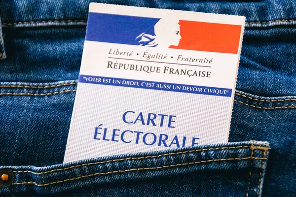 Electorale Kaart Van Frankrijk Broekzak Van Jeans Close — Stockfoto