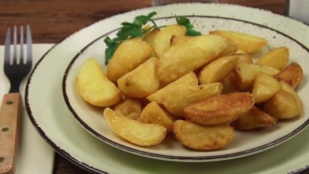 Close Baked Potato Plate — Stock Video