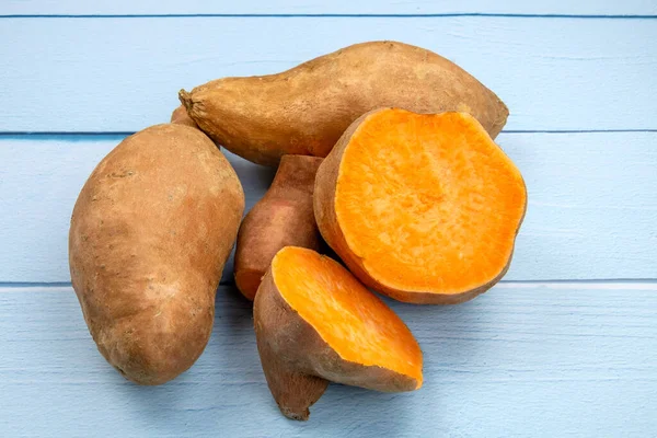 Top View Sweet Potatoes Table — Stock Photo, Image