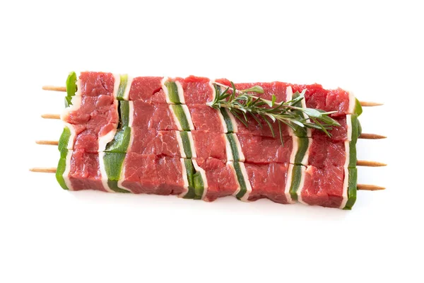 Raw Beef Skewer Isolated White Background — Foto Stock