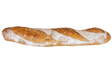 Beyaz arka planda taze pişmiş ekmek.