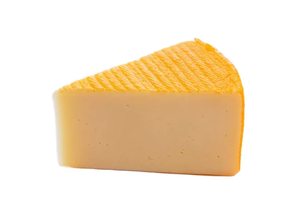 Polotvrdý Tepelně Neopracovaný Sýr Izolovaný Bílém Pozadí — Stock fotografie
