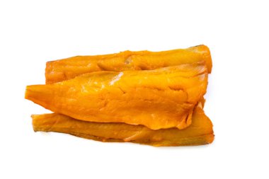 Füme ringa fileto beyaz arkaplanda izole