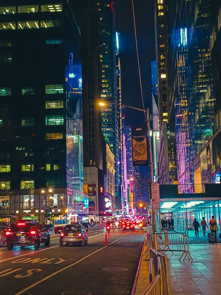 Visão Noturna Cidade Manhattan Nova Iorque — Fotografia de Stock
