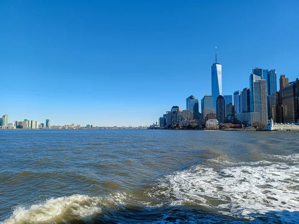 Skyline Cidade Nova York Com Arranha Céus Manhattan Rio — Fotografia de Stock