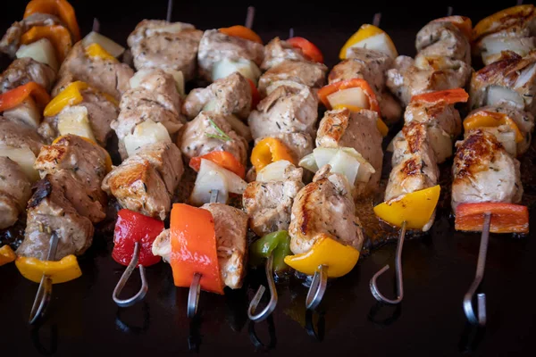 Varkensvlees Spiesen Koken Een Plancha — Stockfoto