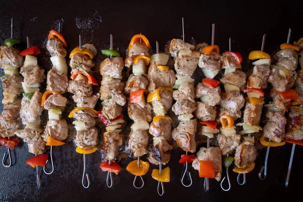 Varkensvlees Spiesen Koken Een Plancha — Stockfoto