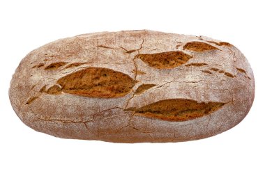 Beyaz arka planda taze çavdar ekmeği