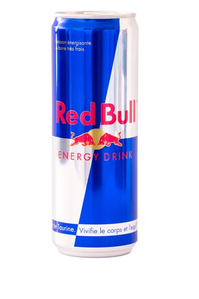 Can Red Bull Isolated White Background —  Fotos de Stock