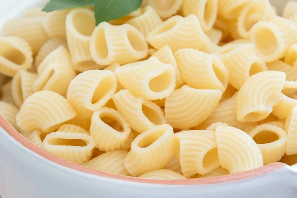 Dish Cooked Pasta Basil Leaves — Foto Stock