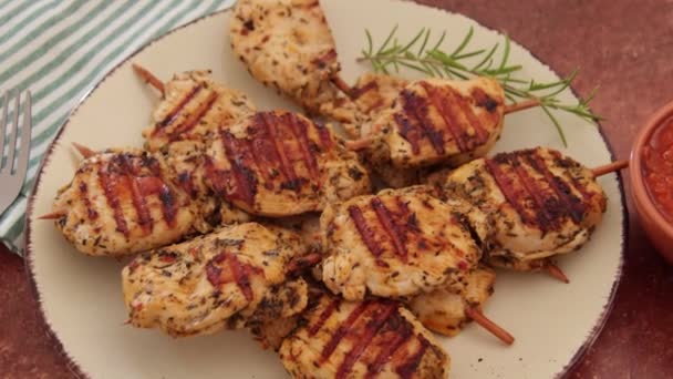 Grilled Chicken Meat Skewers Video — Video