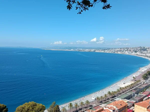 Aerial View Sea Beach Mediterranean Town Red Roofs — ストック写真