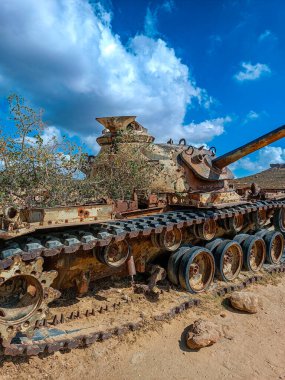 wreck of german tank from world war 2 in Tunisian desert