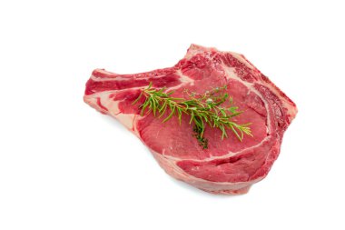 raw rib of beef isolated on a white background