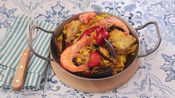 Delicious Seafood Paella Video — Stock video