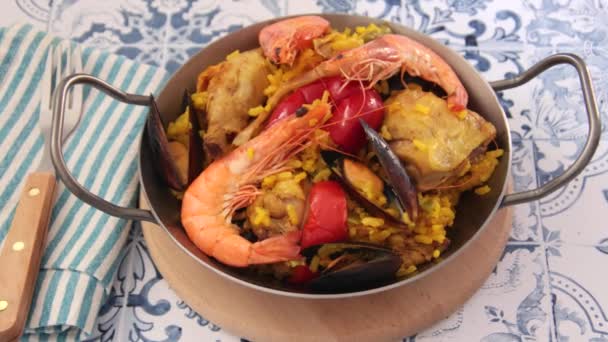 Delicious Seafood Paella Video — Vídeo de stock