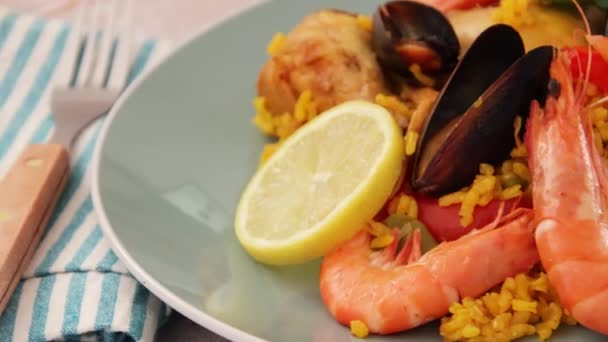 Delicious Seafood Paella Video — Stock video
