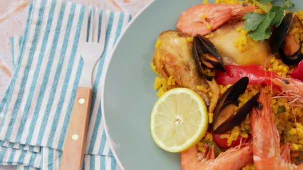 Delicious Seafood Paella Video — Stockvideo