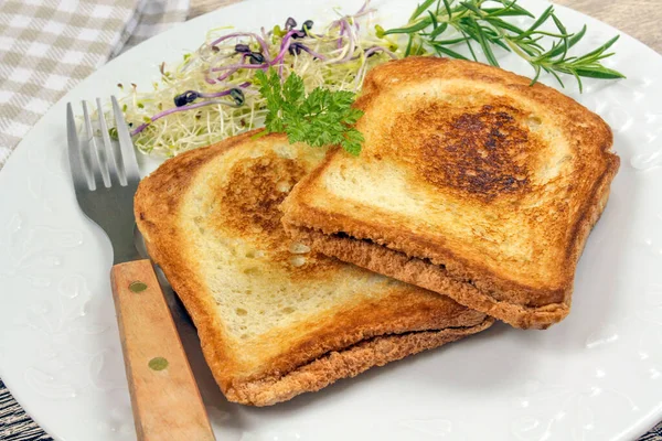 Croque Monsieur Close Plate Toasts — Fotografia de Stock