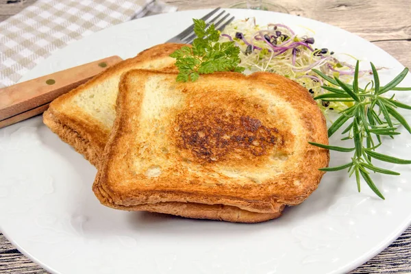 Croque Monsieur Close Plate Toasts — Stockfoto