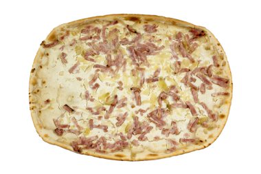 Peynir ve beyaz arka plan üzerinde izole jambon pizza