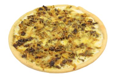 Peynirli ve mantarlı pizza. 