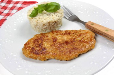 fried chicken cutlet with rice