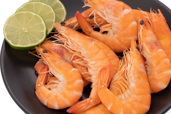 Dish Prawns Close Table — 스톡 사진