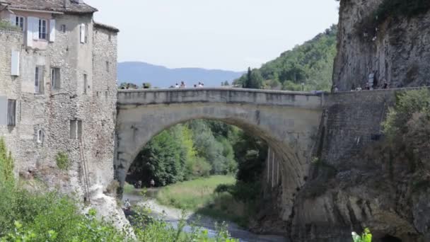 View Roman Bridge City Vaison Romaine Summer — Vídeo de Stock