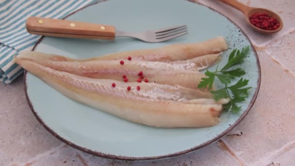 盘子里的生鱼片 — 图库视频影像