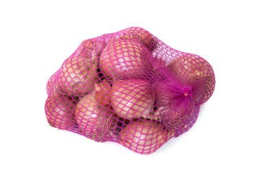 fillet of pink onions close-up isolated on a white background