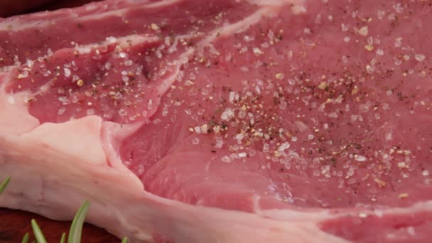 Adding Salt Herbs Prime Rib — Stock Video